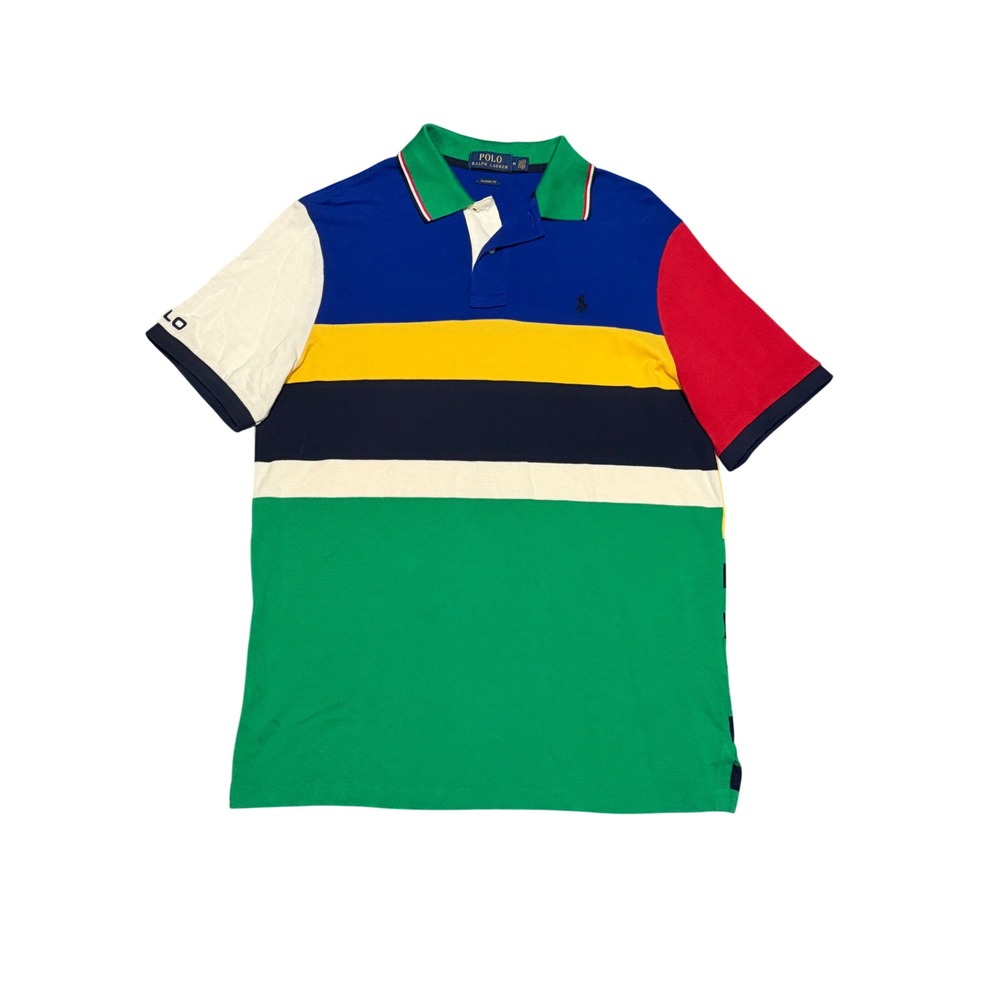 Polo Ralph Lauren Mens Colorblock Striped Polo Shirt Classic Fit Multicolor M